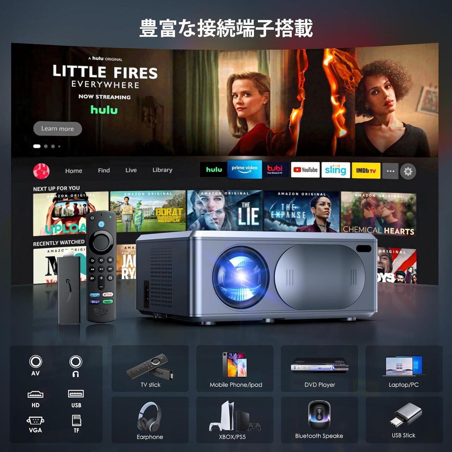 【2024進級版電動フォーカス&天井投影可&コスパ最強】プロジェクター 小型 17000ルーメン高輝度 ホームプロジェクター 静音 4K対応 1080PフルHD 5GWiFi瞬時接続 Bluetooth5.3搭載 HIFiスピーカー内蔵 家庭用300"大画面 台形補正 50%ズーム機能 ホームシアター スマホ/パソコン/PS4/PS5/DVD接続可 3年保証 プレゼント グレー