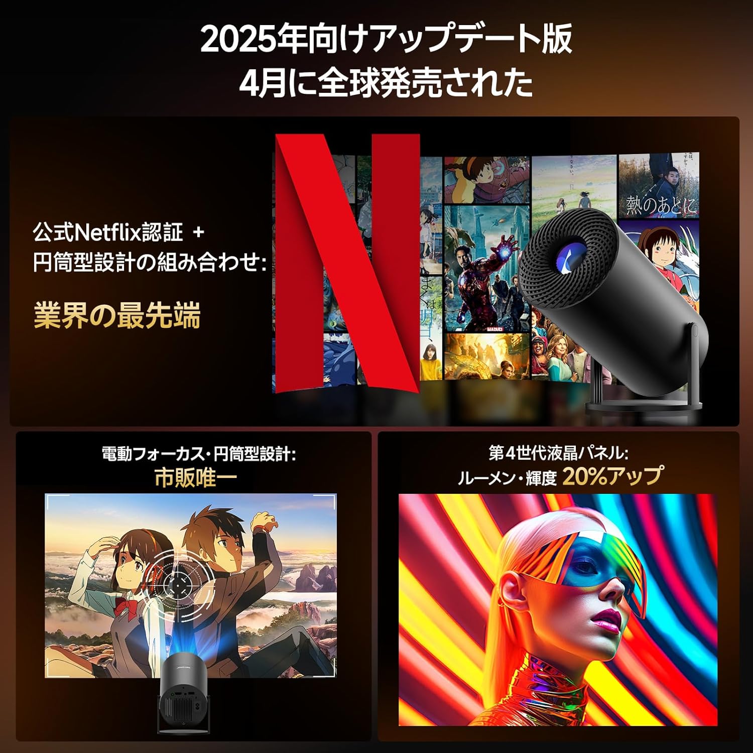 JOWLURKプロジェクター 家庭用【業界初公式Netflix・21000LM明るさ