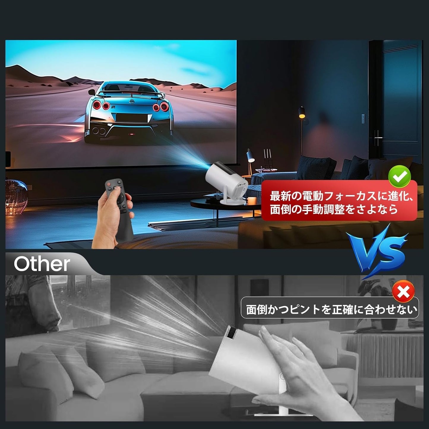 JOWLURK プロジェクター 家庭用 小型【8月新登場！ Android TV搭載・電動フォーカス・270°回転】 プロジェクター 天井投影 22000LM 4K対応 1080P ぷろじぇくたー 自動台形補正 Wi-Fi6 Bluetooth5.4 スタンド一体型 Hi-Fiスピーカー 50%ズーム ホームプロジェクター iOS/Android/パソコン/DVD/PS機対応 プレゼント